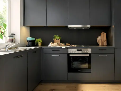 Contur klassische L-Küche Lavaschwarz